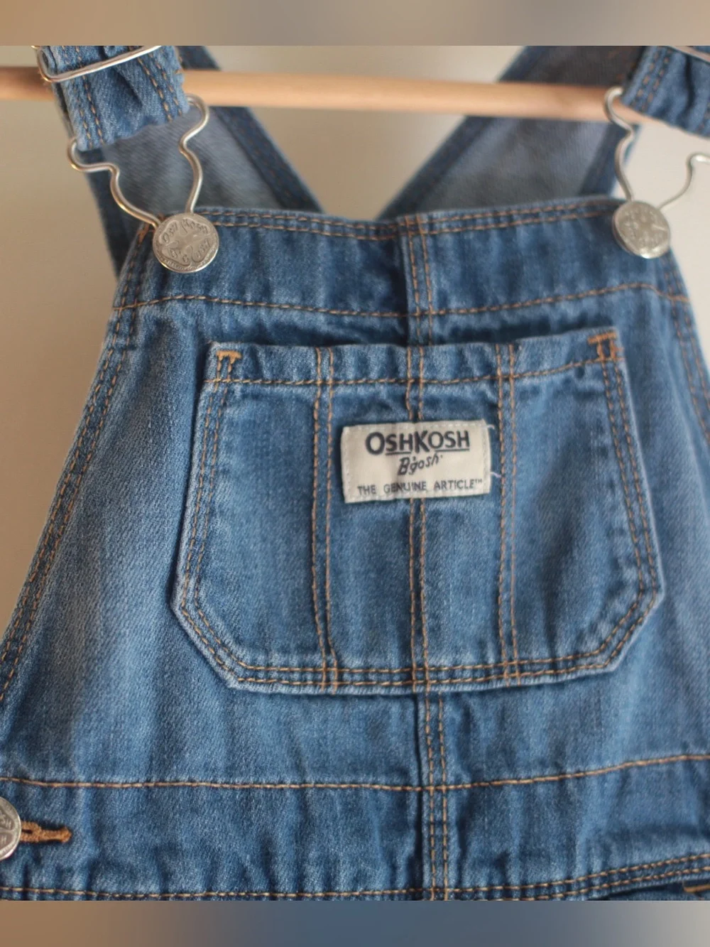 OshKosh B'gosh Medium Blue Denim Short Overalls with Lace Hem 2T